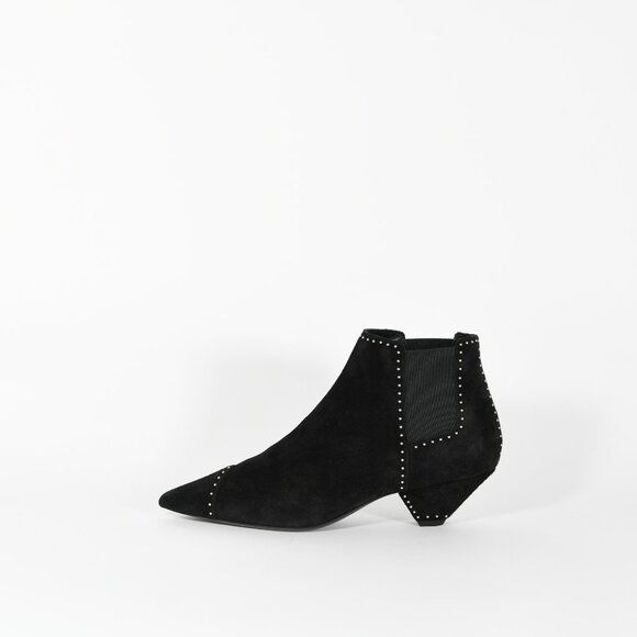 Saint Laurent Blaze Studded Suede Ankle Boots Black Size 38.5 New with Box - Picture 11 of 16